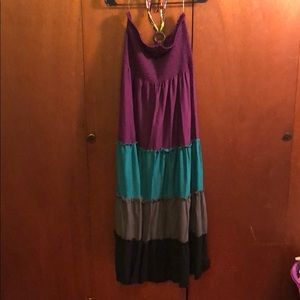Four color maxi dress